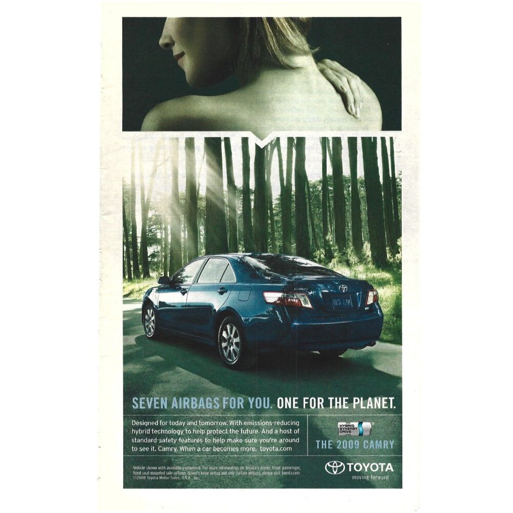 2009 Camry Toyota Airbags One for the Planet Car Sedan 2000s Print Ad